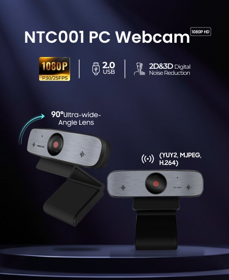 Professional USB HD webcam with integrated sliding privacy cover, ePTZ, and 6-metre microphone pickup for remote conferencing use