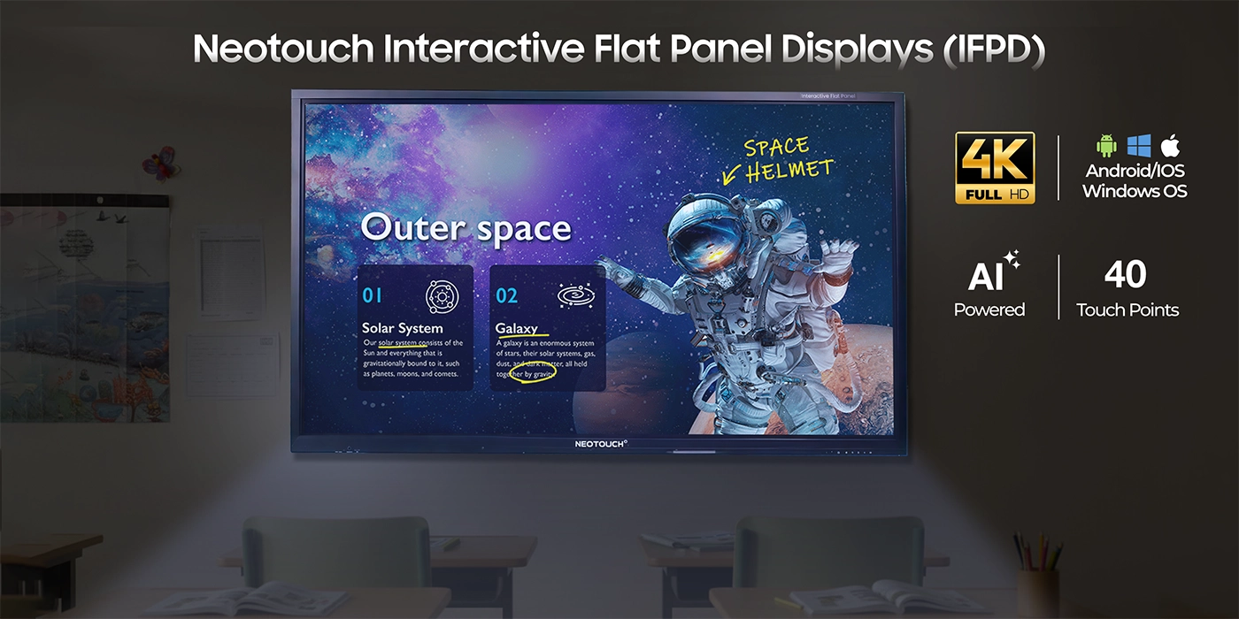 Neotouch interactive flat panel display with sleek design for smart classrooms and offices in Tamil Nadu